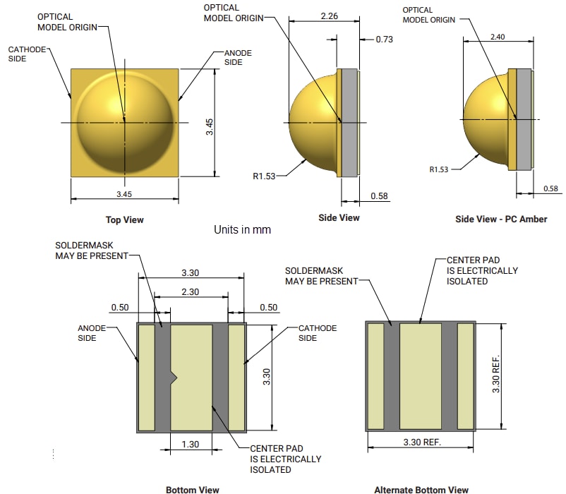 Technische Zeichnung - Cree LED XLamp® XP-E2 LEDs